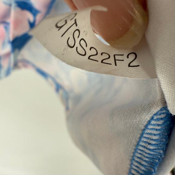 Bad Birdie Coachella Short Sleeve Golf Polo Shirt Men's Size L Blue Pink Floral - Picture 9 of 10